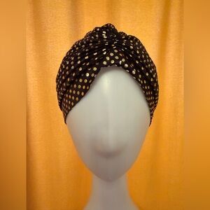 Black and Gold Polka Dot Turban